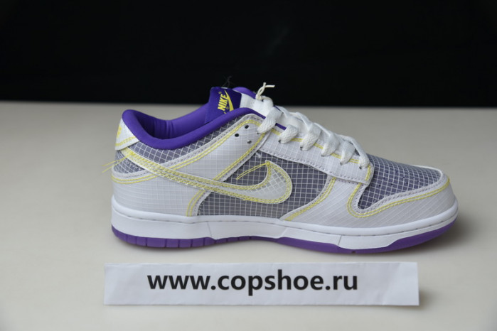 union la x nike dunk low court purple white grey yellow dj9649-500