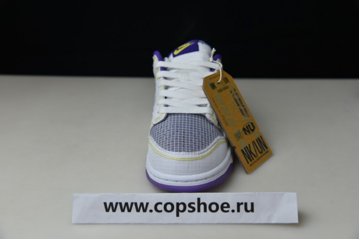 union la x nike dunk low court purple white grey yellow dj9649-500