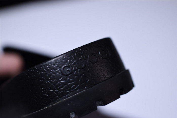 gc leather slide sandal with gg logo mens