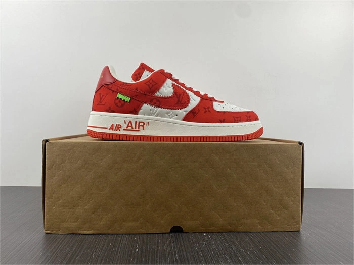 LV Nike Air Force 1 Low By Virgil Abloh White Red DailyWear 5146