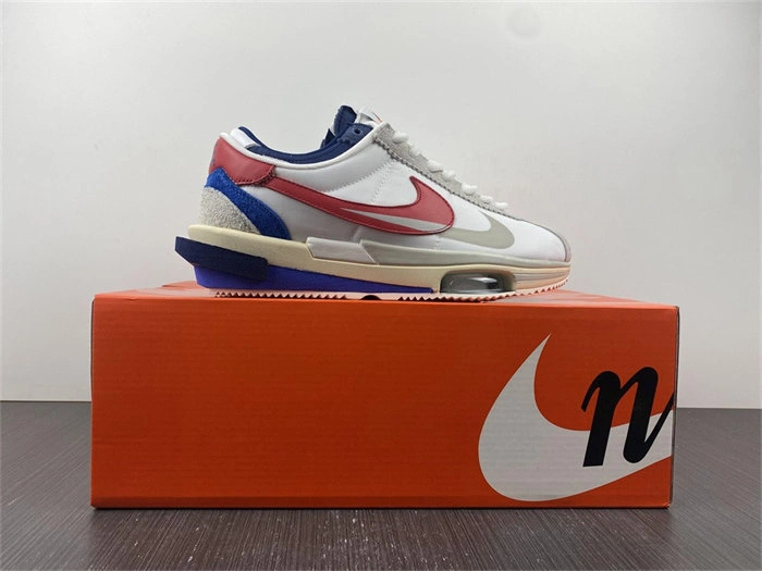 Nike Cortez 4.0 Sacai White University Red Blue Cozy 5219