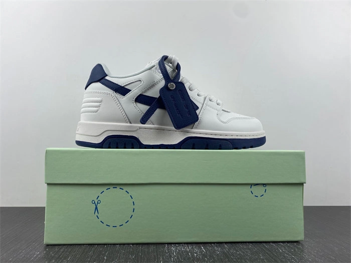 OFF-WHITE Out Of Office OOO Low Tops White White Navy Blue OMIA189F22LEA Flexible 3112